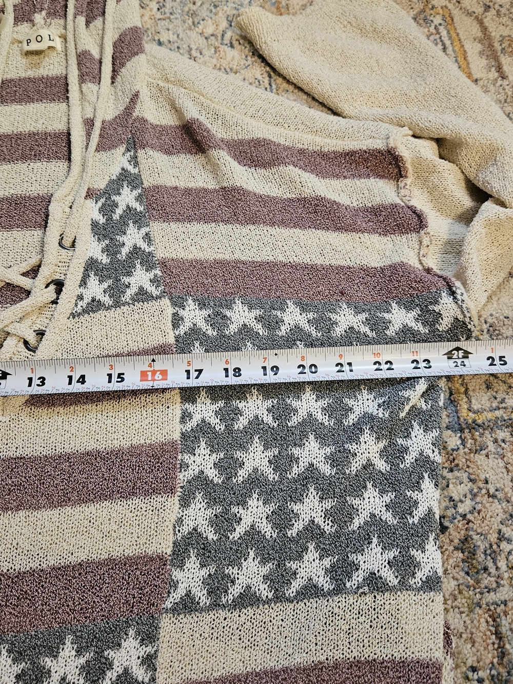 POL American Flag Lightweight Hoodie Oversized Patriotic Sweater Medium - Picture 10 of 11